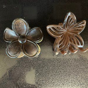 2  brown Hair Clips